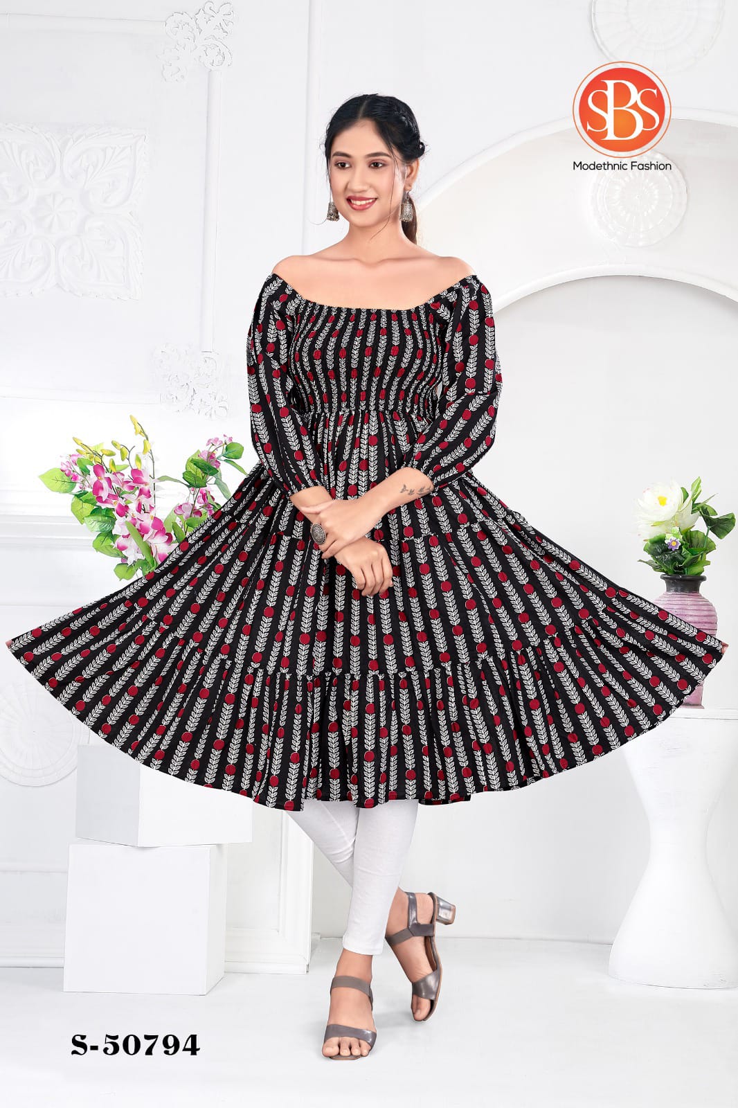 Print 2805 Sbs Cotton Anarkali Kurtis Supplier India
