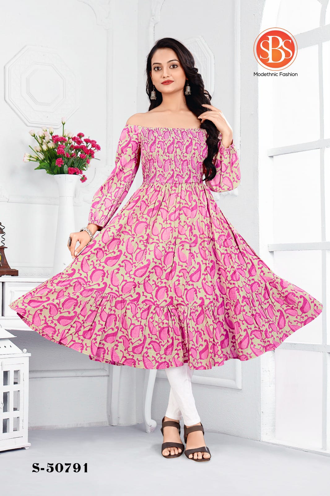 Print 2805 Sbs Cotton Anarkali Kurtis Supplier India