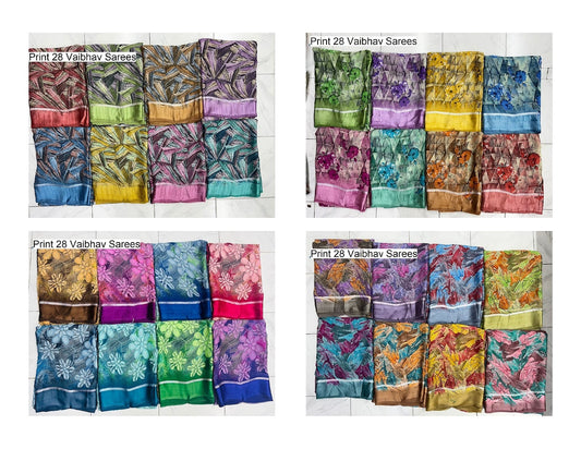 Print 28 Vaibhav Dull Moss Sarees Manufacturer India