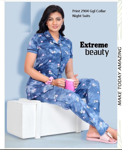 Print 2904 Ggl Collar Night Suits Wholesaler Gujarat