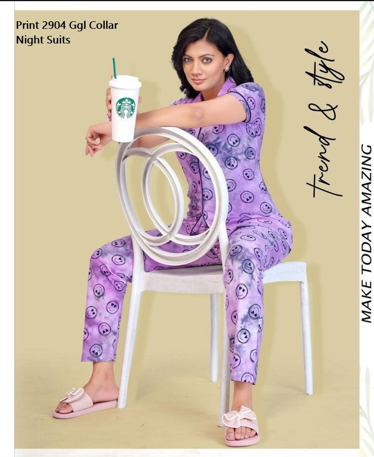 Print 2904 Ggl Collar Night Suits Wholesaler Gujarat