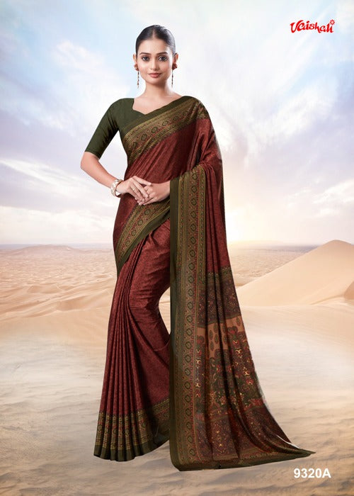 Print 2905 Vaishali Fashions Crape Sarees Exporter Gujarat