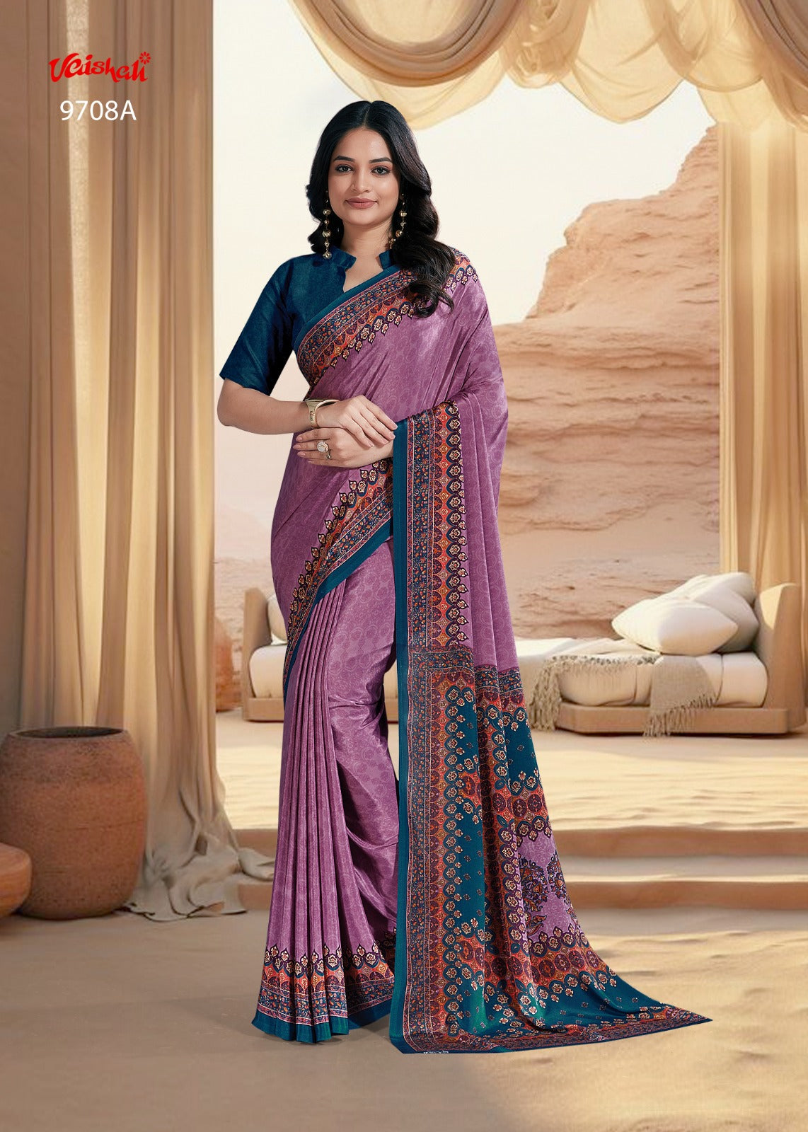 Print 2905 Vaishali Fashions Crape Sarees Exporter Gujarat