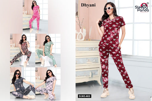 Print 401 Dhyani Sleepy Panda Cotton Pyjama Night Suits Manufacturer
