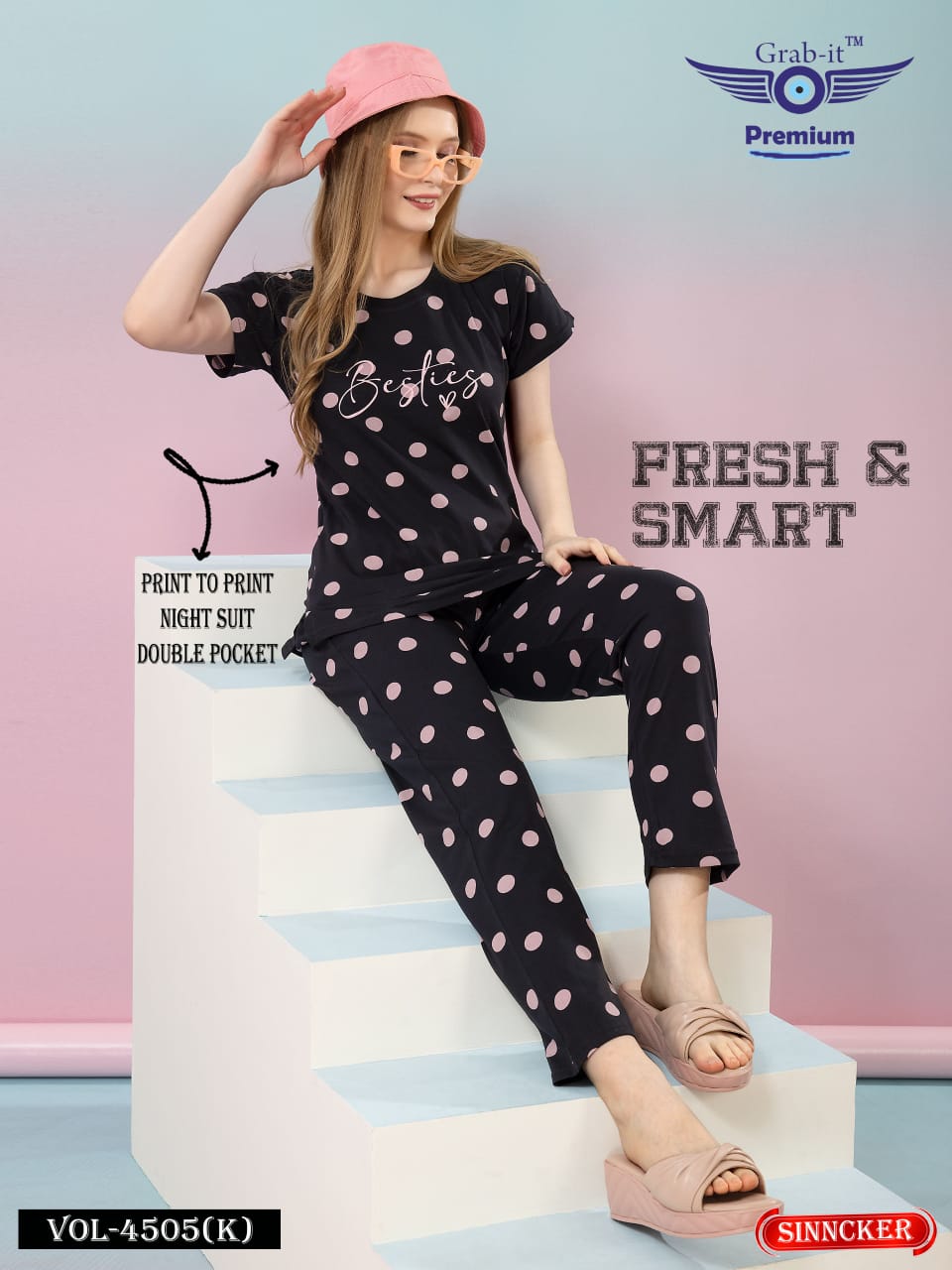 Print 4505 K Grab It Sinker Pyjama Night Suits Manufacturer Gujarat