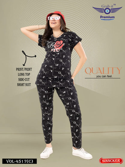 Print 4517 C Grab It Sinker Kurta Night Suits Exporter Ahmedabad