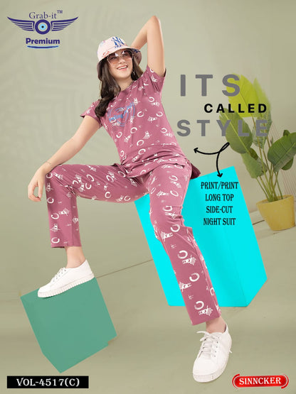 Print 4517 C Grab It Sinker Kurta Night Suits Exporter Ahmedabad