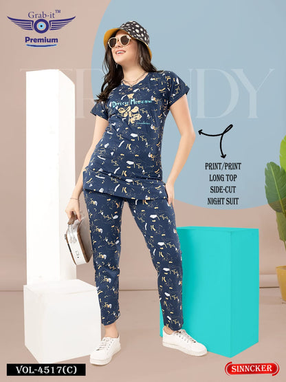 Print 4517 C Grab It Sinker Kurta Night Suits Exporter Ahmedabad