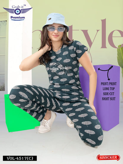 Print 4517 C Grab It Sinker Kurta Night Suits Exporter Ahmedabad