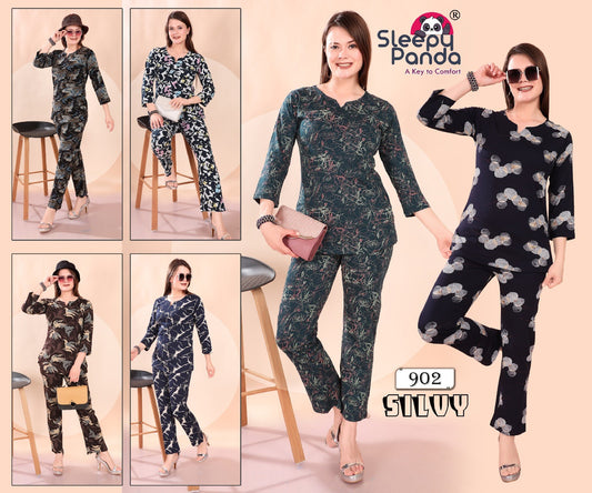 Print 902 Silvy Sleepy Panda Cotton Co Ord Set Manufacturer Gujarat
