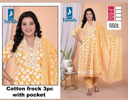 Print Anarkali Kaya Readymade Cotton Pant Suits Wholesale Price