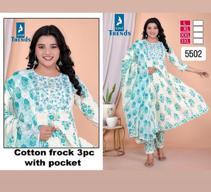 Print Anarkali Kaya Readymade Cotton Pant Suits Wholesale Price