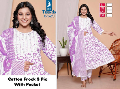 Print Anarkali Kaya Readymade Cotton Pant Suits Wholesale Price