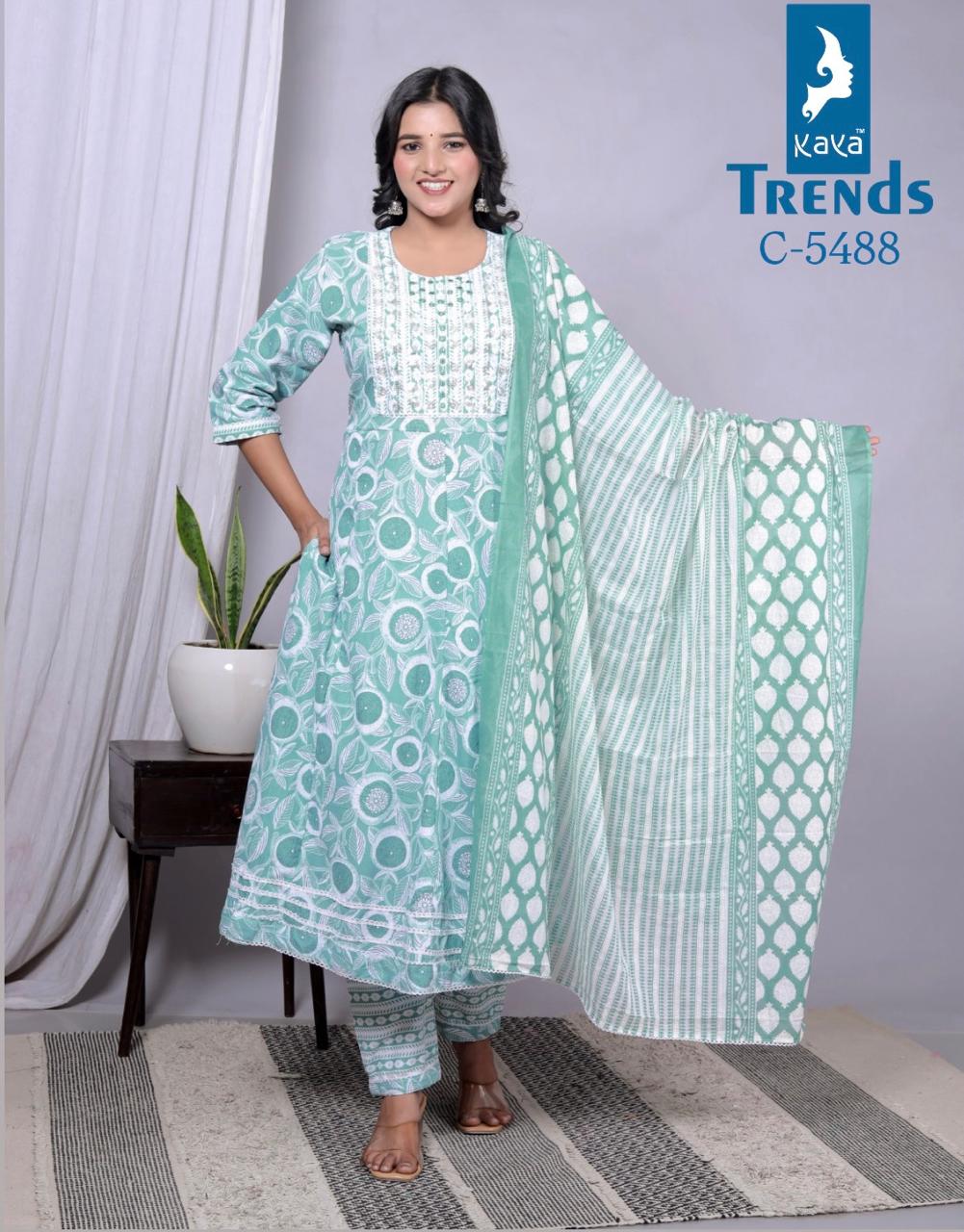 Print Anarkali Kaya Readymade Cotton Pant Suits Wholesale Price
