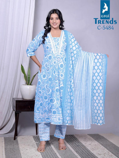 Print Anarkali Kaya Readymade Cotton Pant Suits Wholesale Price