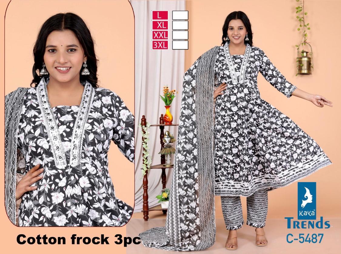 Print Anarkali Kaya Readymade Cotton Pant Suits Wholesale Price