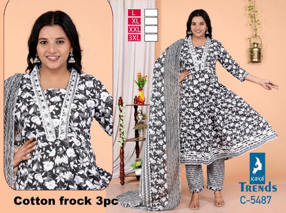 Print Anarkali Kaya Readymade Cotton Pant Suits Wholesale Price
