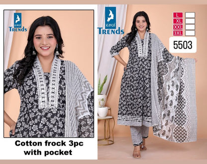 Print Anarkali Kaya Readymade Cotton Pant Suits Wholesale Price