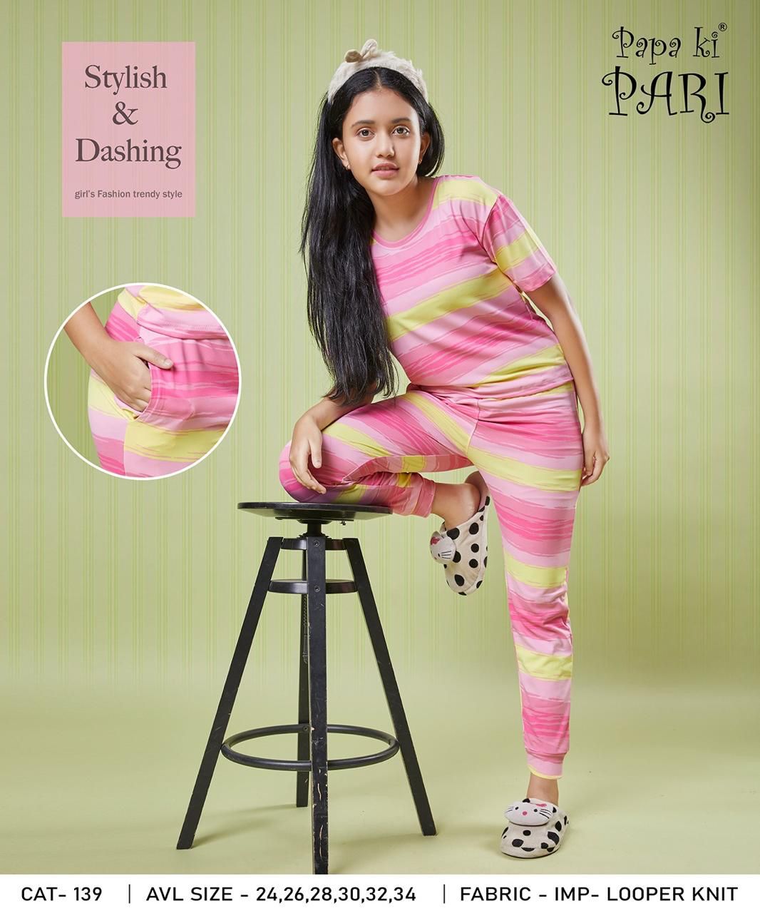 Print Cat 139 Papa Ki Pari Imported Girls Co Ord Set Wholesaler Gujarat