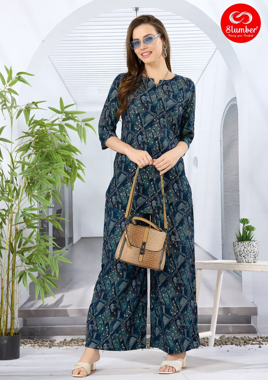 Print Cs001 Slumber Silk Co Ord Set Wholesale Price