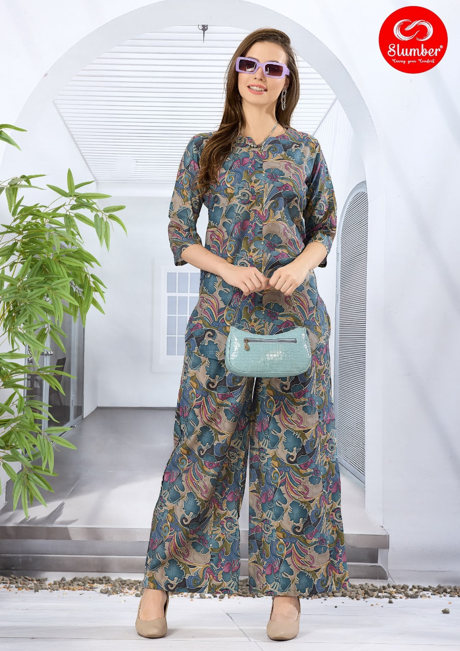 Print Cs001 Slumber Silk Co Ord Set Wholesale Price