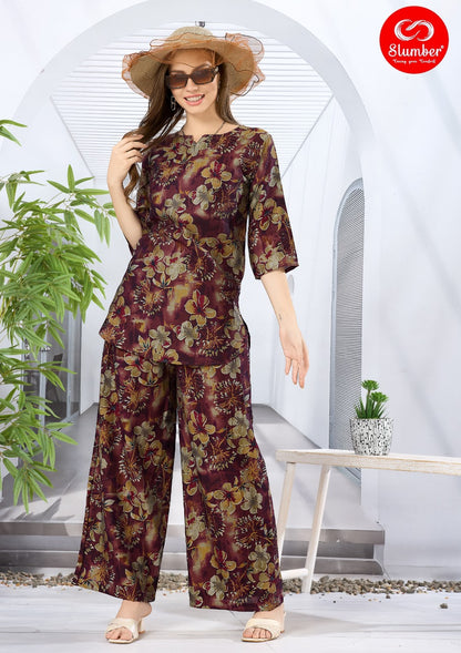 Print Cs001 Slumber Silk Co Ord Set Wholesale Price