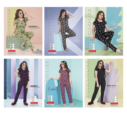 Print Design 07 Kavyansika Hosiery Girls Night Suits Wholesaler Ahmedabad
