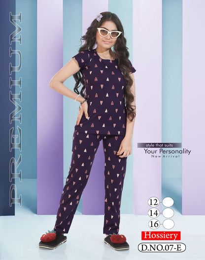 Print Design 07 Kavyansika Hosiery Girls Night Suits Wholesaler Ahmedabad