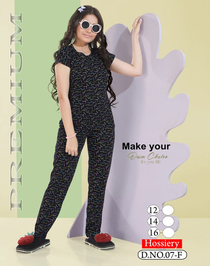 Print Design 07 Kavyansika Hosiery Girls Night Suits Wholesaler Ahmedabad