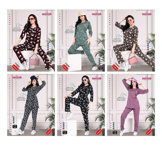 Print Design 1693 La Fairy Sinker Kurta Night Suits Supplier India