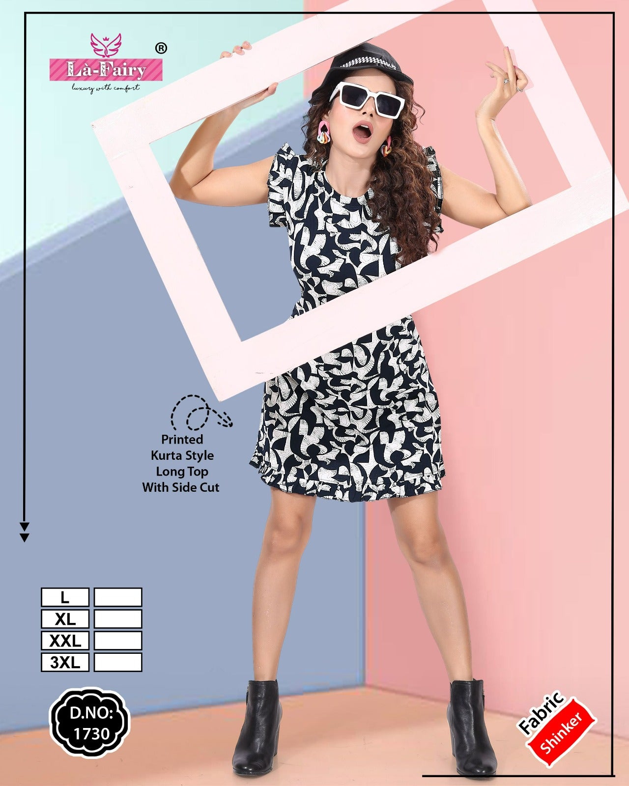 Print Design 1730 La Fairy Sinker Designer Long Top Exporter Ahmedabad