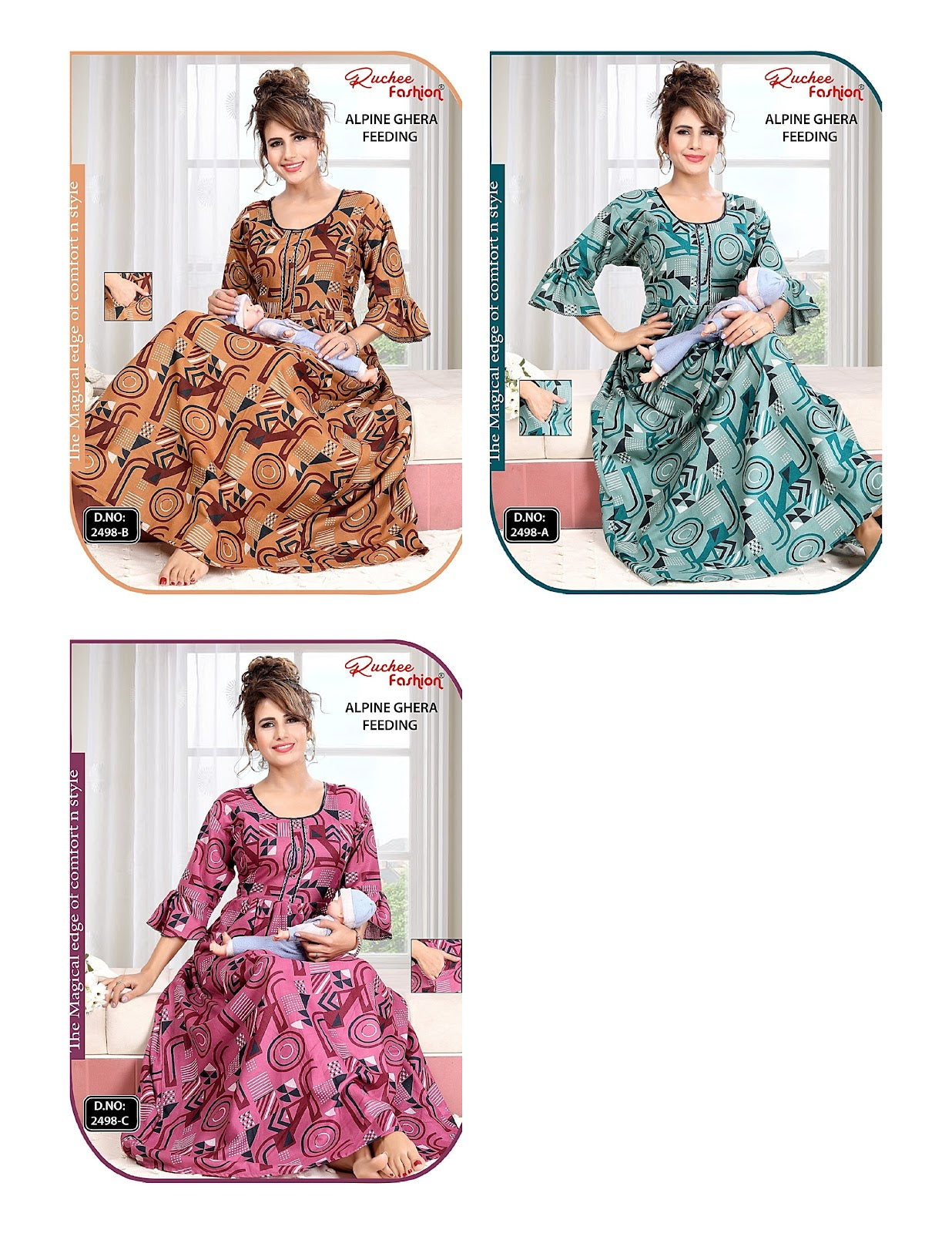 Print Design 2498 Ruchee Fashion Alpine Feeding Night Gown Supplier India