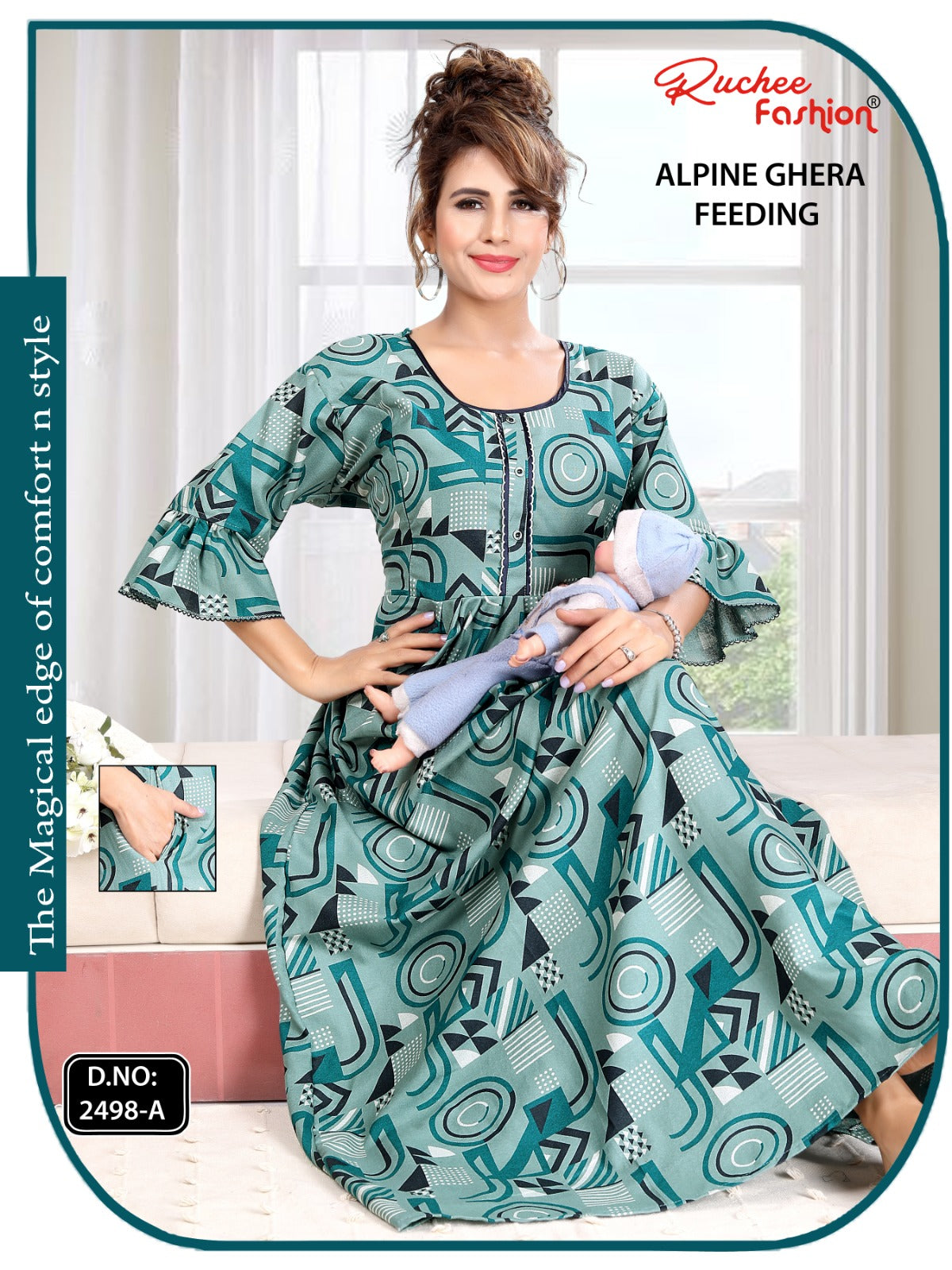 Print Design 2498 Ruchee Fashion Alpine Feeding Night Gown Supplier India