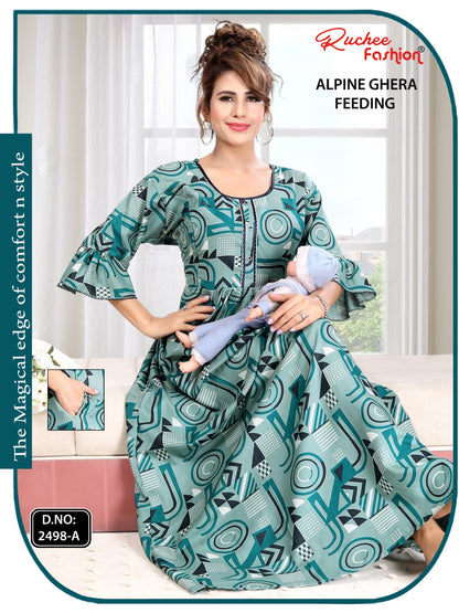 Print Design 2498 Ruchee Fashion Alpine Feeding Night Gown Supplier India