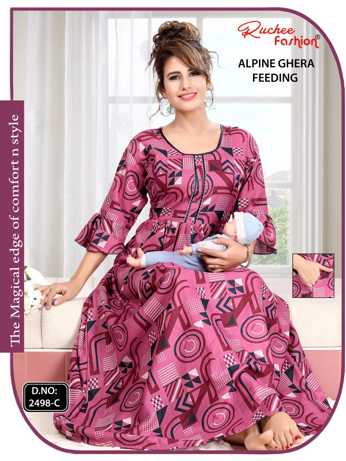 Print Design 2498 Ruchee Fashion Alpine Feeding Night Gown Supplier India