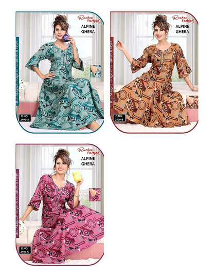 Print Design 2499 Ruchee Fashion Alpine Night Gowns Manufacturer India