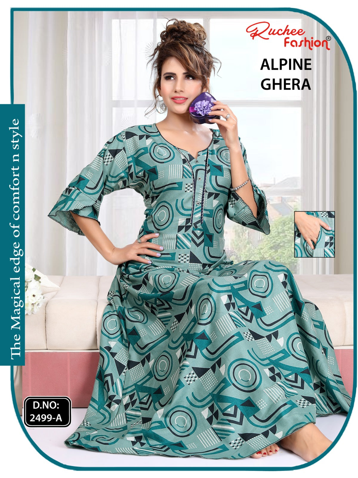 Print Design 2499 Ruchee Fashion Alpine Night Gowns Manufacturer India