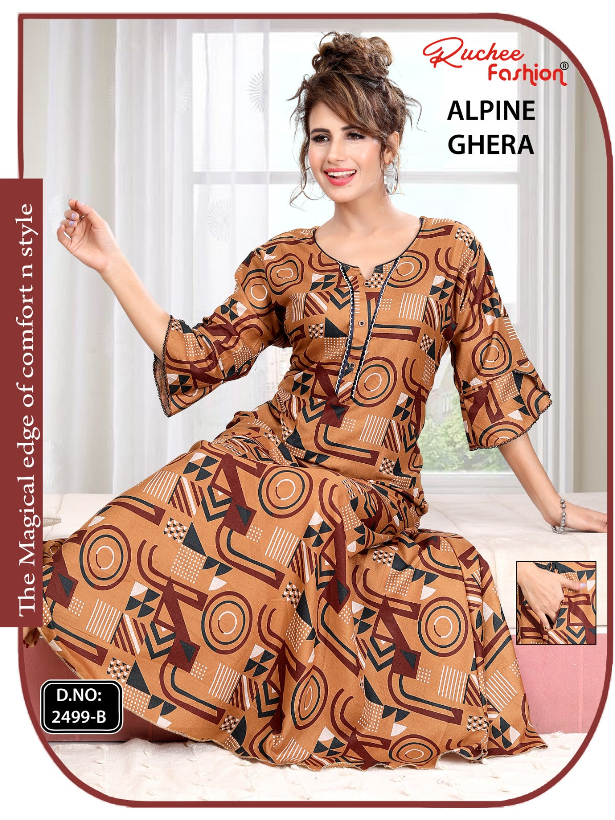 Print Design 2499 Ruchee Fashion Alpine Night Gowns Manufacturer India