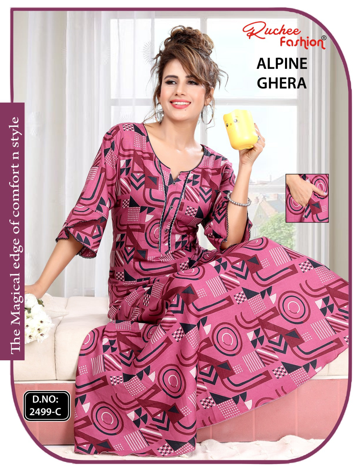 Print Design 2499 Ruchee Fashion Alpine Night Gowns Manufacturer India