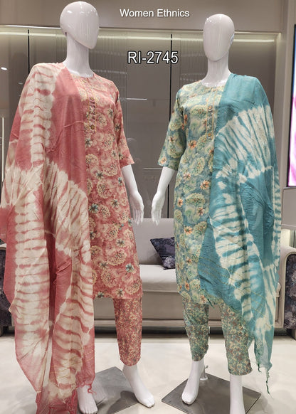 Print Design 270325 Women Ethnics Capsule Readymade Pant Style Suits Supplier Gujarat