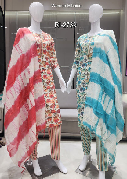 Print Design 270325 Women Ethnics Capsule Readymade Pant Style Suits Supplier Gujarat
