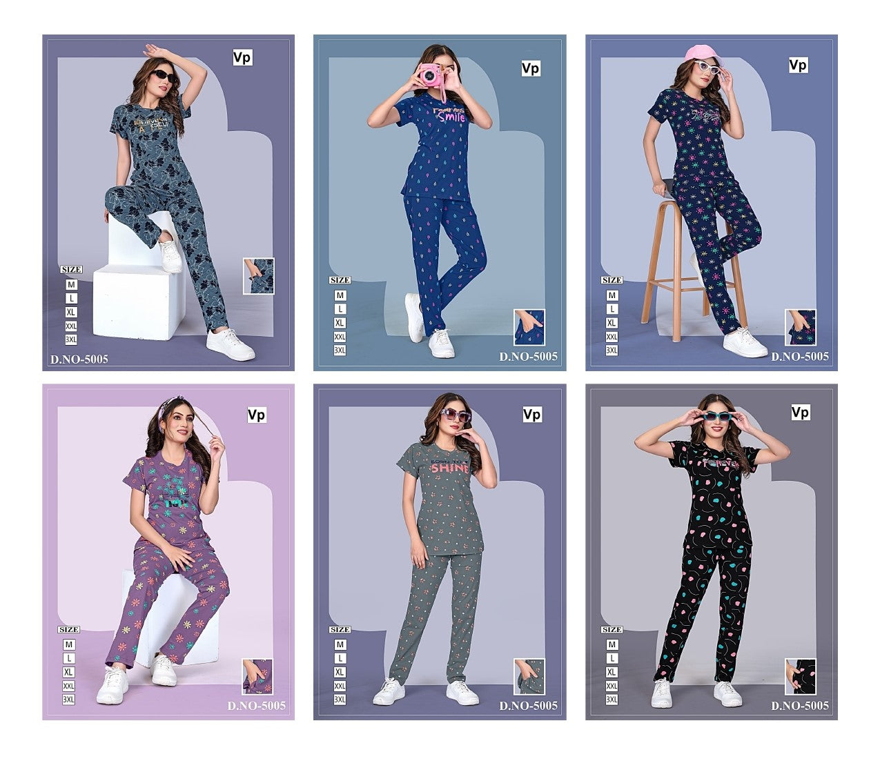 Print Design 5005 Vp Biowash Pyjama Night Suits Manufacturer Gujarat