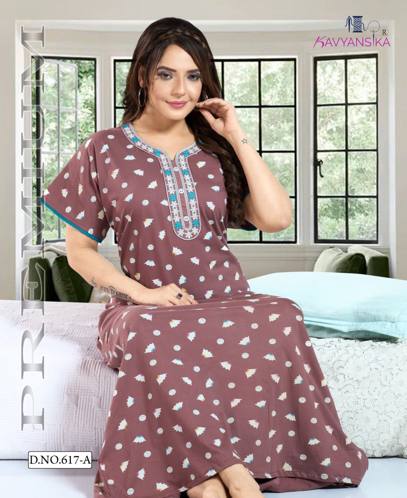 Print Design 617 Kavyansika Cotton Night Gowns Supplier