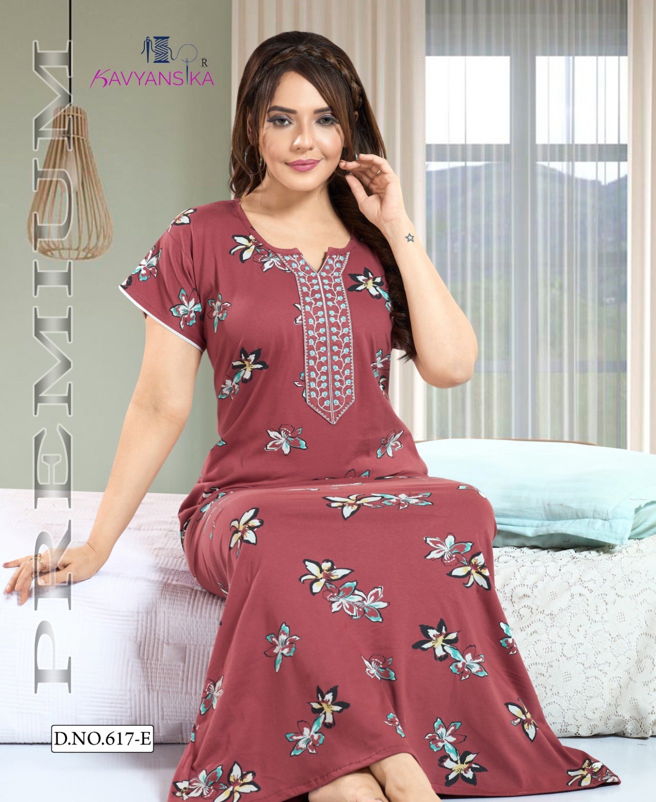 Print Design 617 Kavyansika Cotton Night Gowns Supplier