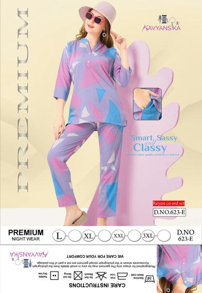 Print Design 623 Kavyansika Reyon Co Ord Set Exporter