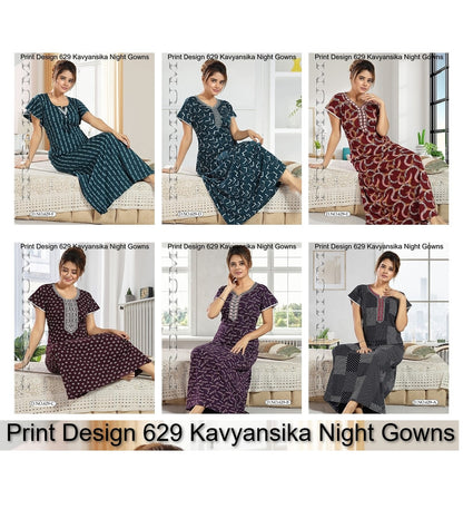 Print Design 629 Kavyansika Hosiery Cotton Night Gowns Supplier India