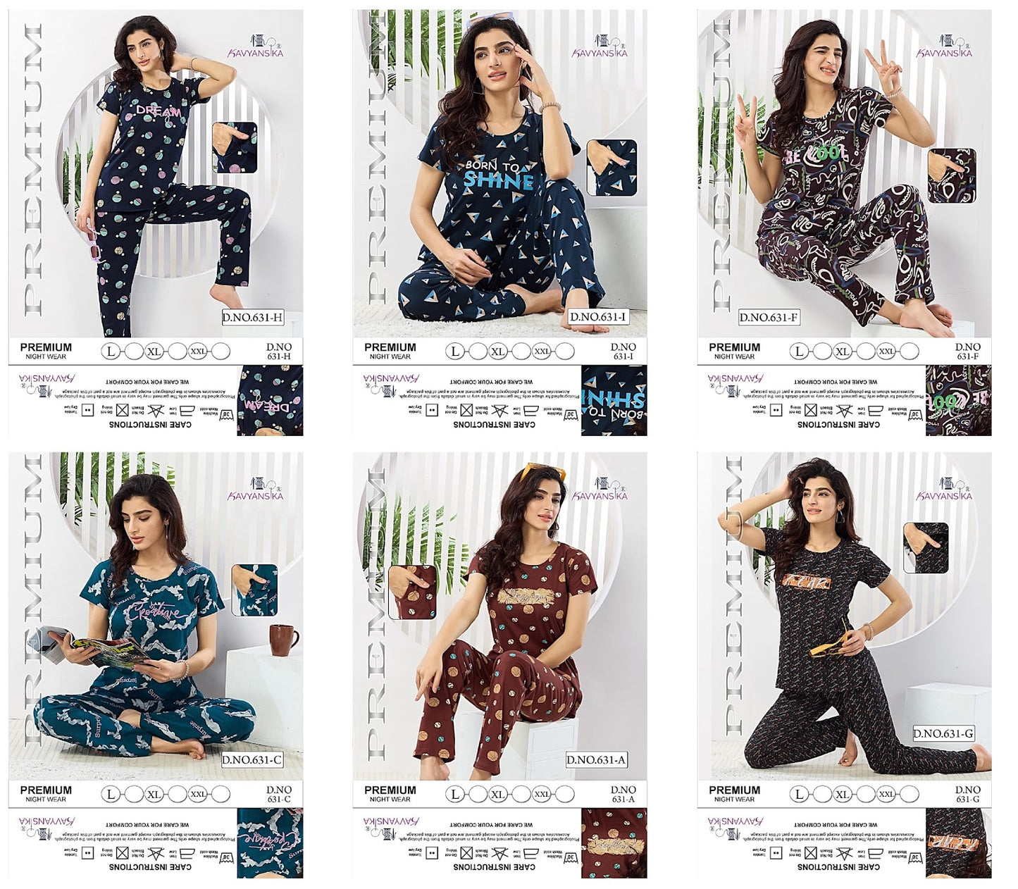 Print Design 631 Kavyansika Hosiery Pyjama Night Suits Supplier India