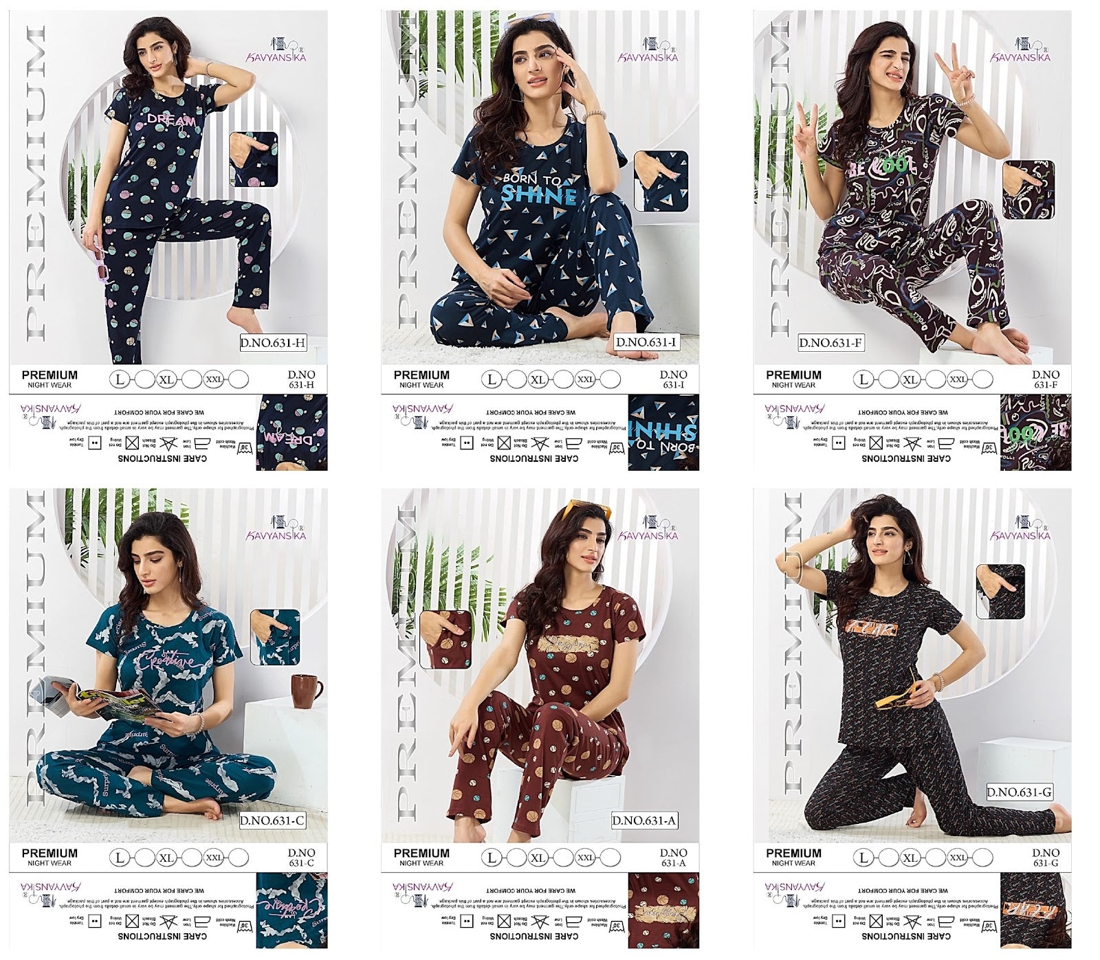 Print Design 631 Kavyansika Hosiery Pyjama Night Suits Supplier India