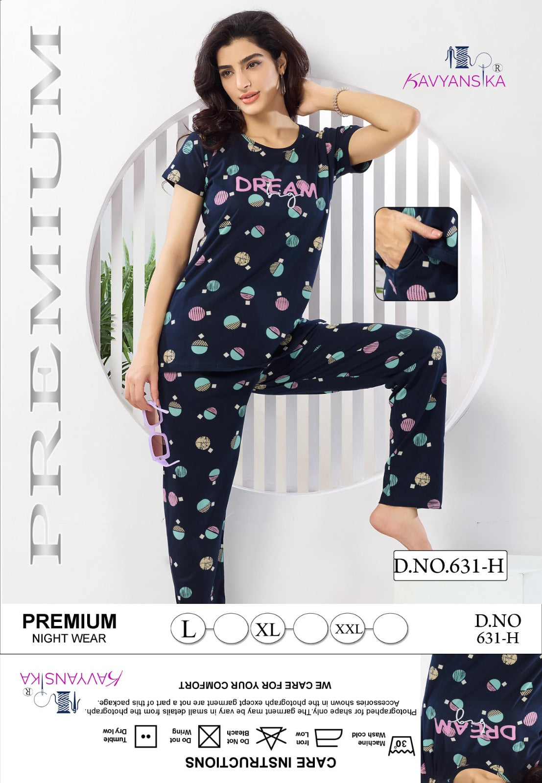 Print Design 631 Kavyansika Hosiery Pyjama Night Suits Supplier India