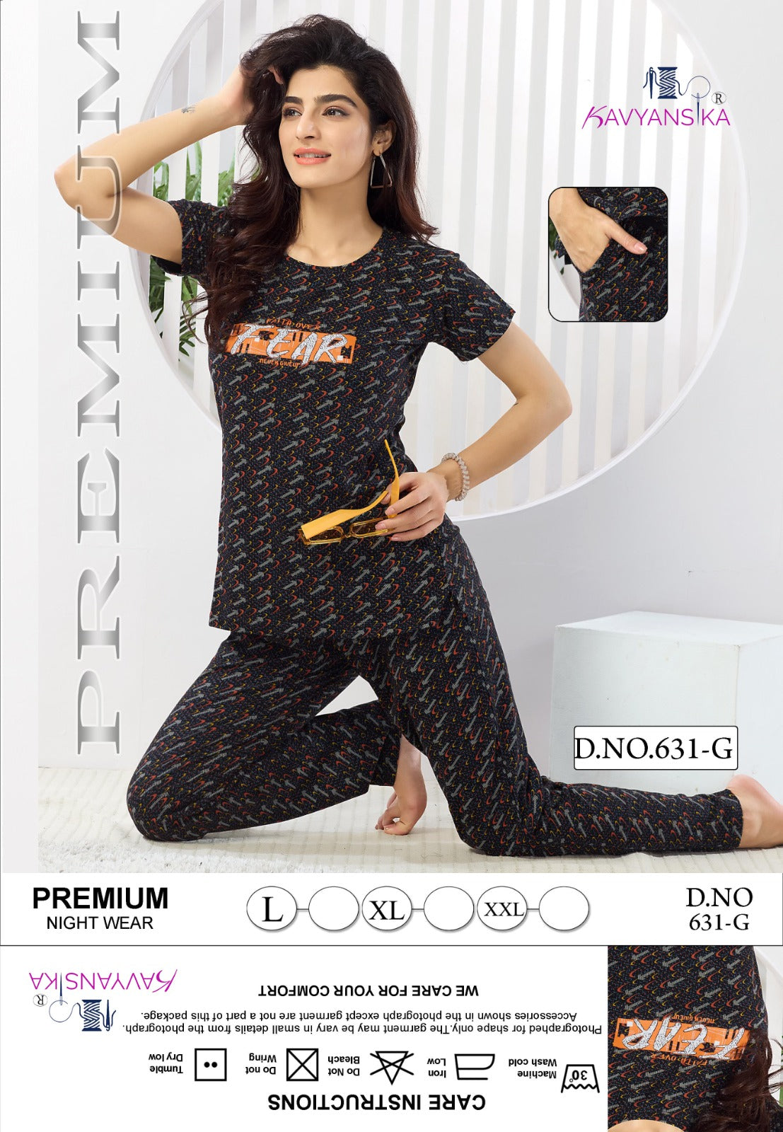 Print Design 631 Kavyansika Hosiery Pyjama Night Suits Supplier India